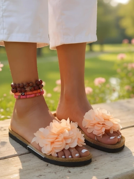 Royalfashion Dámské žabky s kvítky Flora Soft