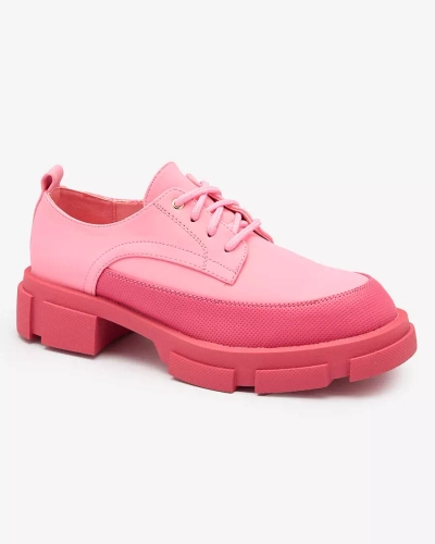Royalfashion růžové Dámské matné polobotky na pevné podrážce Trendy Chunky