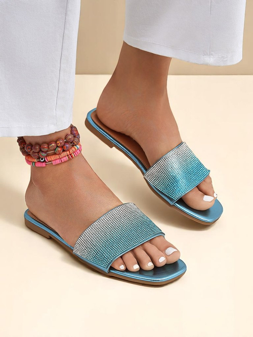 Royalfashion Жіночі шльопанці з цирконами ShinyGlow