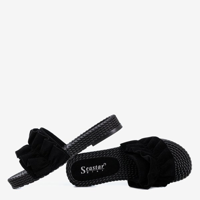 Černé dámské žabky s volánkem Rafel - Obuv 1