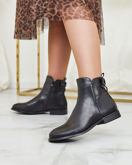 Royalfashion Чорні жіночі черевики a'la sztyblety з прикрасами Ederte