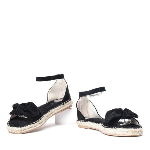 Czarne sandały z kokardką Ria - Obuwie