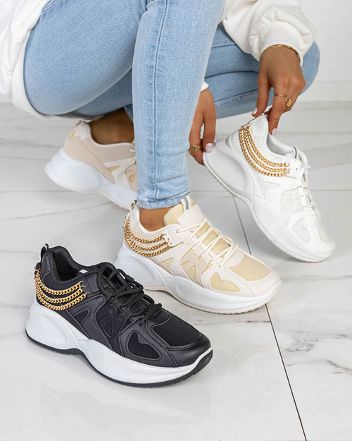 Білі жіночі кеди на прихованій танкетці та ланцюжку Kermona - Взуття