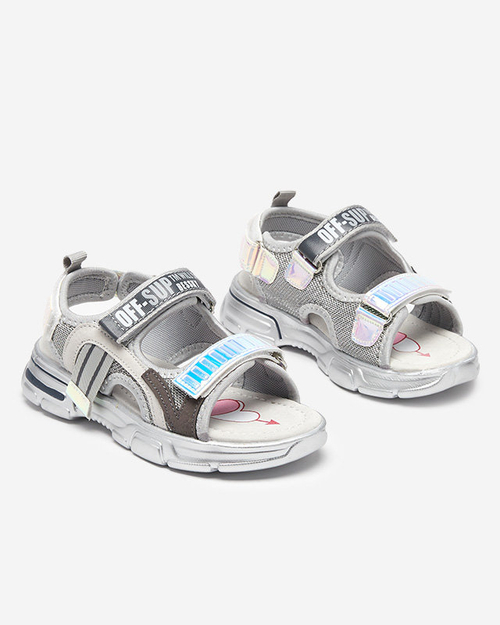 Сірі босоніжки для дівчат з голографічними вставками від Heilol - Footwear