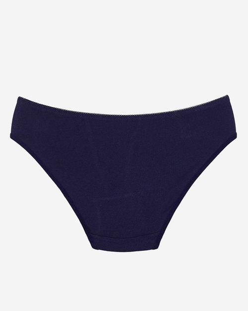 Темно-сині жіночі трусики з мереживом