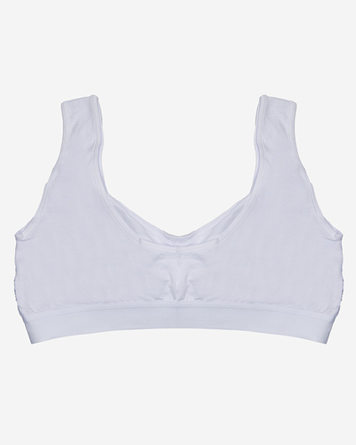 Bílá dámská sportovní podprsenka s krajkou- Spodní prádlo