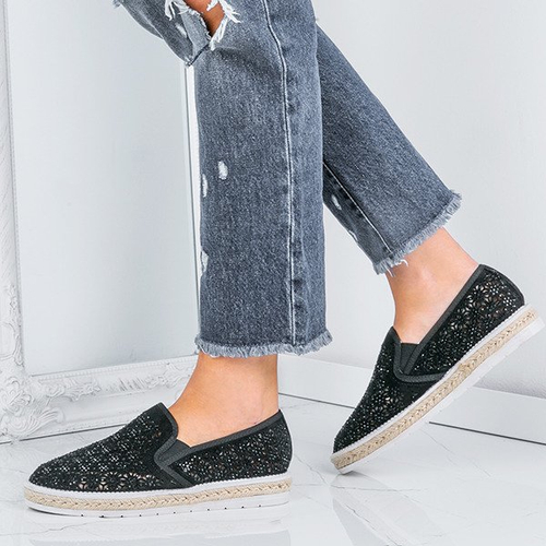 Czarne, tenisówki slip on - Obuwie