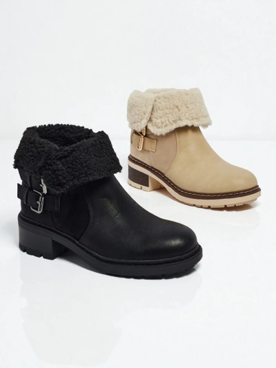 Dámské kotníkové boty z eko kůže s kožíškem Kavira