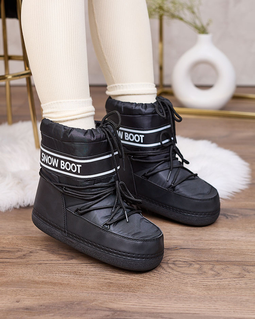 Royalfashion Чорні жіночі снігоступи з рубчиком Soblesia