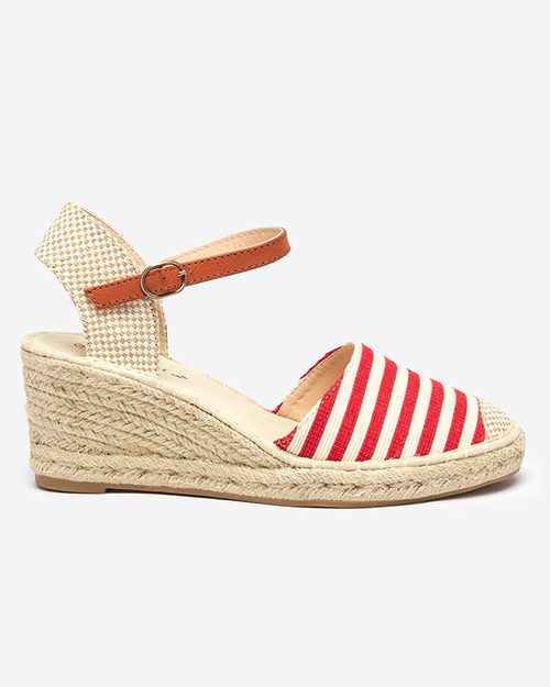 Червоні жіночі босоніжки a'la espadrilles в смужку Mecera - Туфлі
