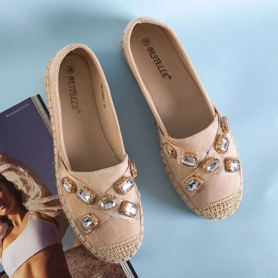 OUTLET Dámské béžové espadrilky s krystaly Erilla - Obuv