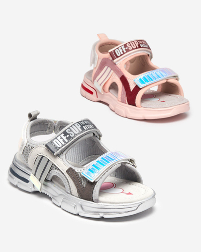 Сірі босоніжки для дівчат з голографічними вставками від Heilol - Footwear