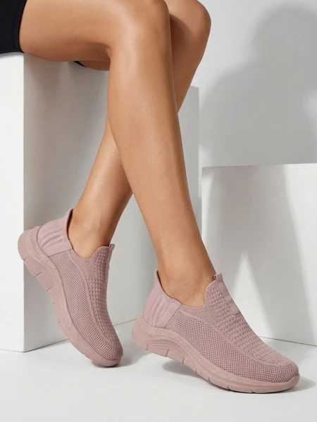 Dámské tenisky Apollo Rosa – růžové boty slip-on z tkaniny na ploché podrážce