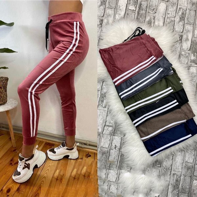 Темно-рожеві спортивні штани з лампасами - Одяг