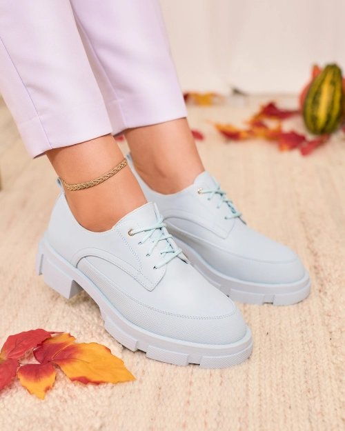 Royalfashion Сині жіночі матові напівчеревики на масивній підошві