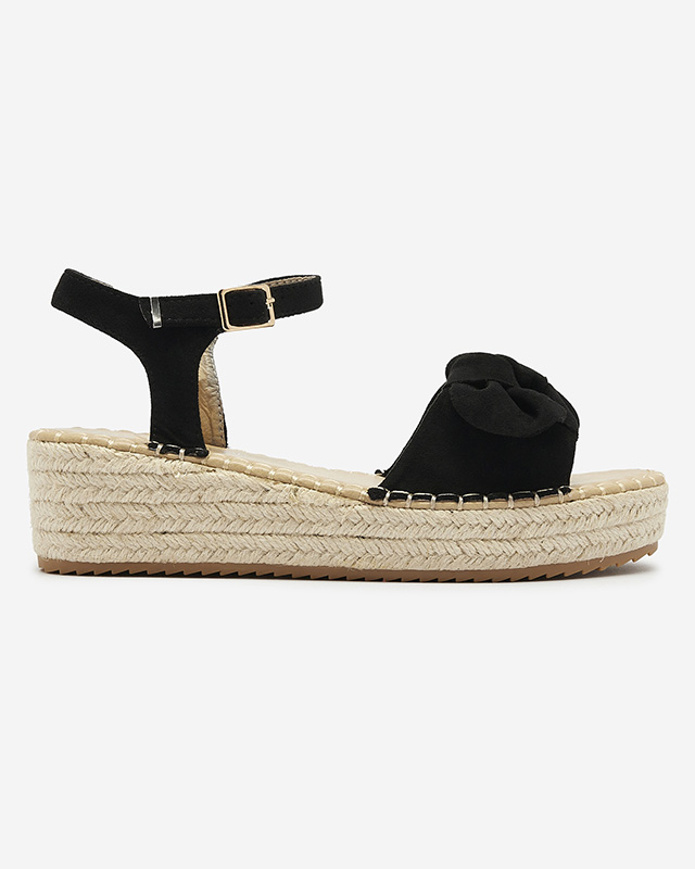 Černé dámské sandály na nízkém podpatku s mašlí Mosinta - Obuv