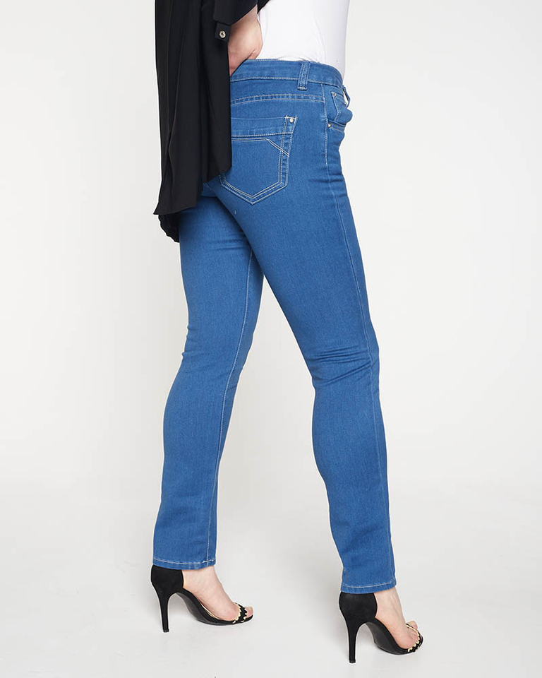 Dámské modré rovné džíny PLUS SIZE - Oblečení