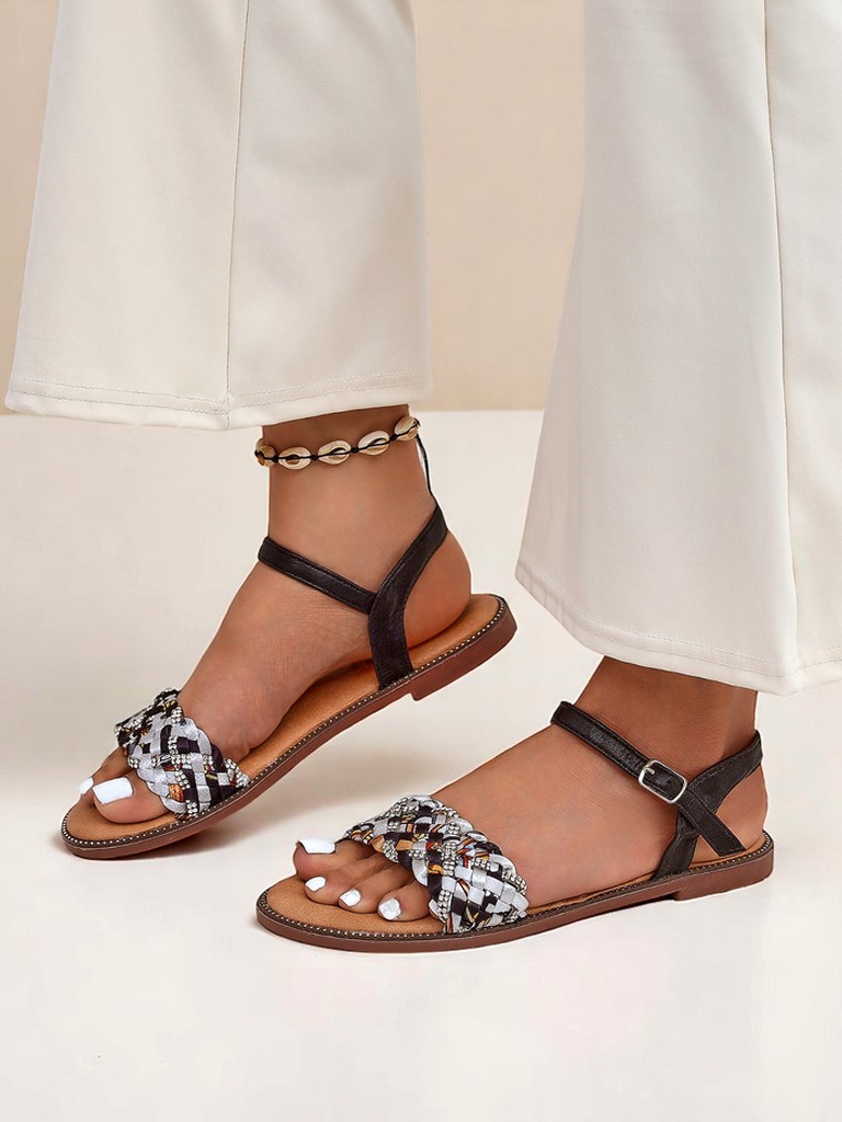 Royalfashion Dámské sandály na ploché podrážce ColorStrap