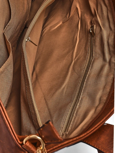 Жіноча сумка Kallistia vintage коричнева екологічна шкіра 47x30x14 см