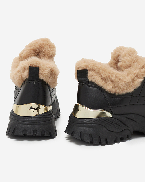 Чорні жіночі утеплені кросівки з оздобленням Flixi