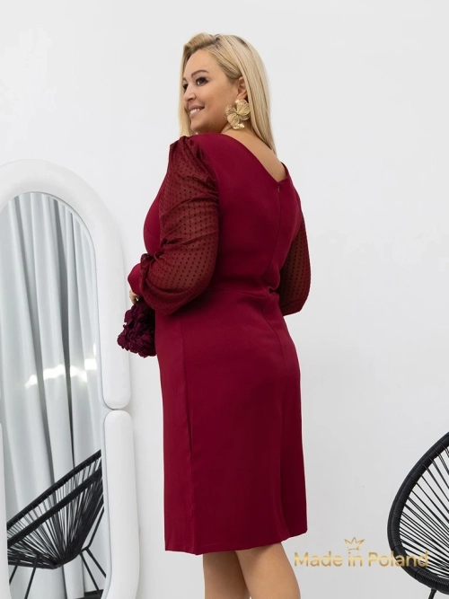 Елегантна жіноча міні-сукня з сітчастими рукавами Evilla