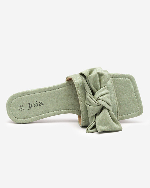 Зелені жіночі шльопанці з бантом Kelisso