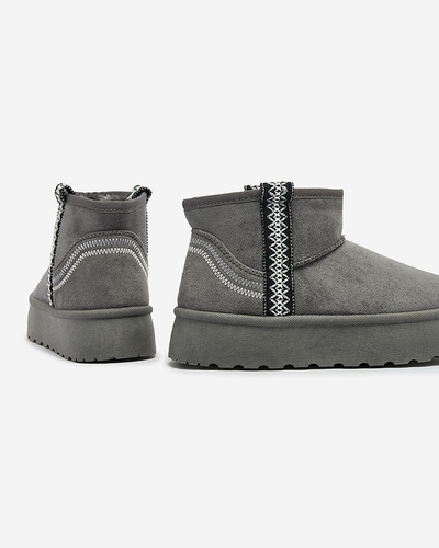 Royalfashion Dámské krátké kozačky a'la snow boots s ornamentem Erititta