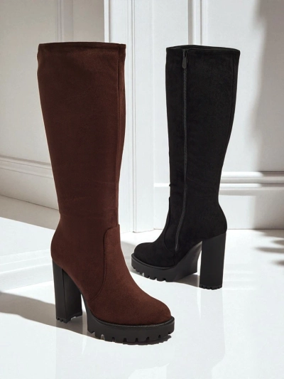 Dámské kozačky eko semišové na sloupku GaleNest