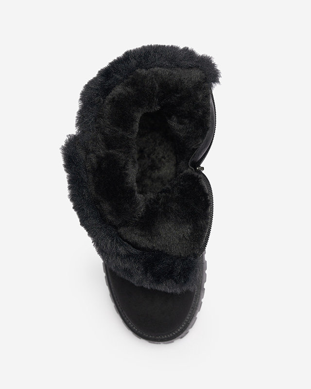 Dámské černé kozačky z ekokůže s kožešinou Lertipa- Obuv