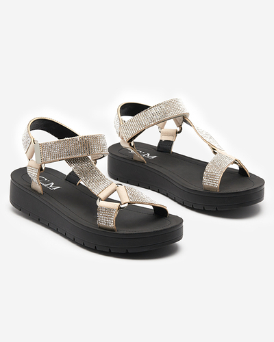 Dámské sandály se zirkony ve stříbrné barvě Qroc- Footwear