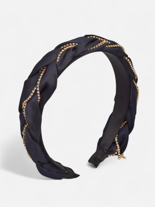 Royalfashion Пов'язка для волосся з плетінням у косу, оздоблена цирконами