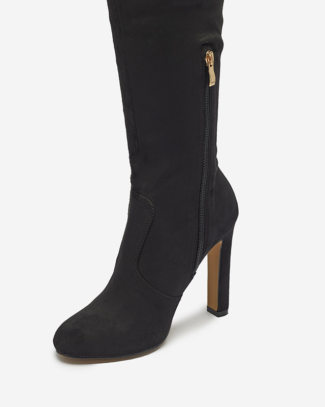 Černé dámské kozačky nad kolena Cenolli- Obuv