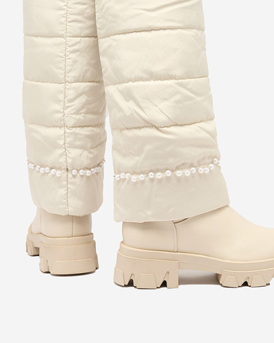 Royalfashion Dámské krémové kozačky Ameroe