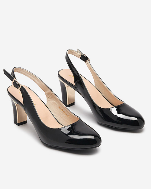 Лаковані жіночі босоніжки на стійці чорного кольору Lafla - Взуття