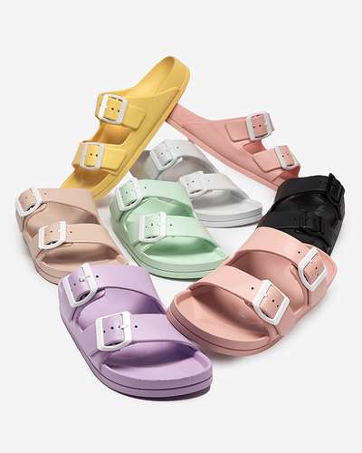 Světle růžové dámské pantofle se sponami. Teliwo - Obuv