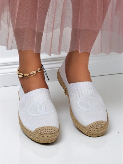 Dámské espadrilky Calista Biancha – bílé ploché z eko semiše, italský styl