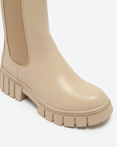 Dámské béžové vysoké zateplené kozačky Otika - Obuv