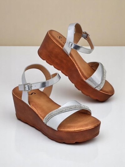 Royalfashion жіночі wedge-сандалі з стразами та блискітками Aurora Glow