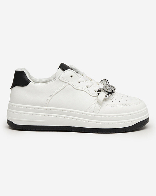 Чорні-білі жіночі кеди з ланцюжком Nevito