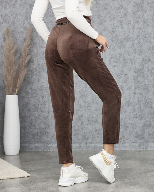 Коричневі велюрові спортивні костюми для жінок PLUS SIZE- Одяг