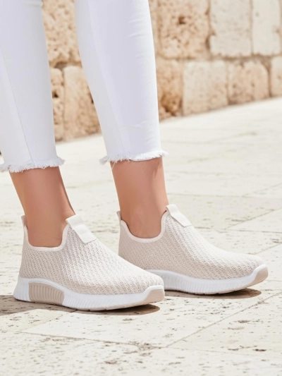 Dámské béžové tenisky Eulalia Slip-On plochý podpatek tkanina léto jaro
