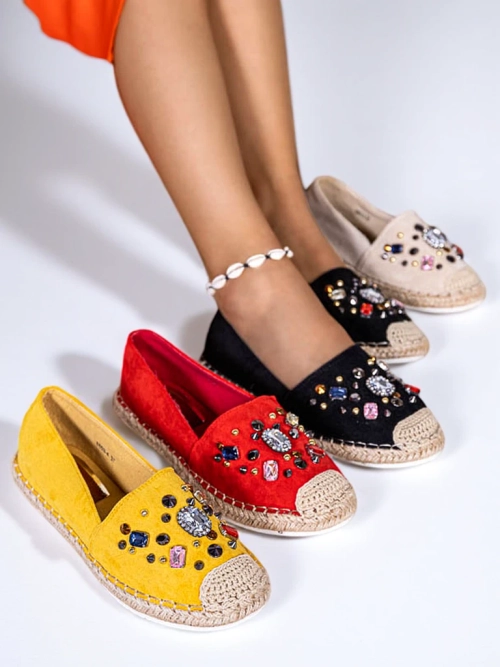 Жовті жіночі еспадрильї з цирконами Mediros