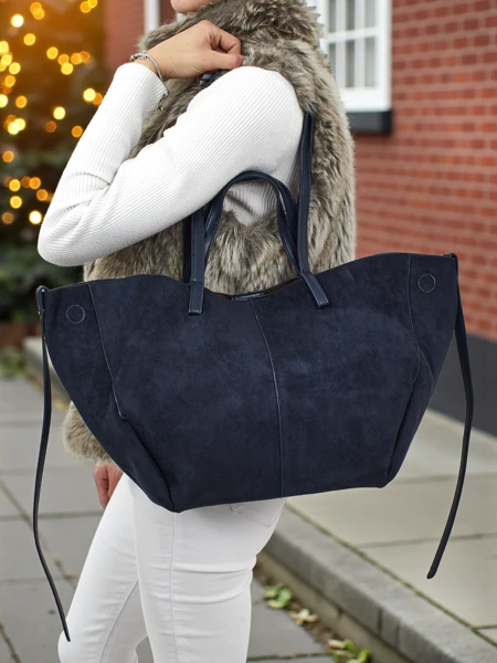 Dámská shopper kabelka z eko semiše s menší eko koženou kabelkou v sadě 2v1 Elinea