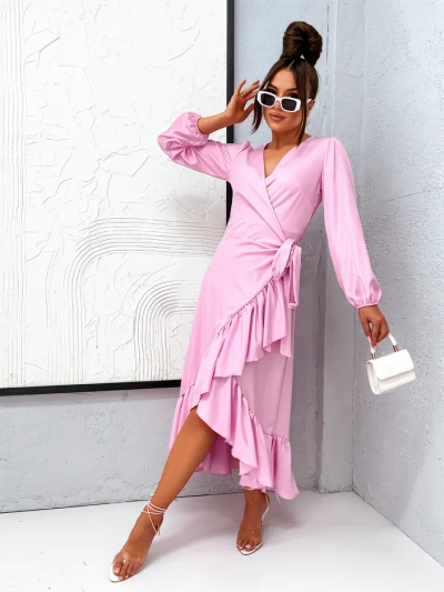 Royalfashion Ženské midi šaty s volány na zavazování