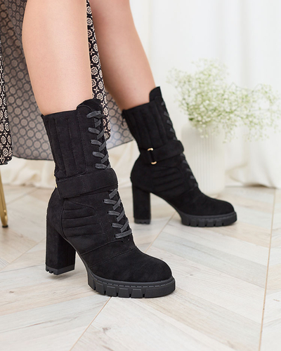 Royalfashion Чорні жіночі утеплені черевики на шпильці Sehhra