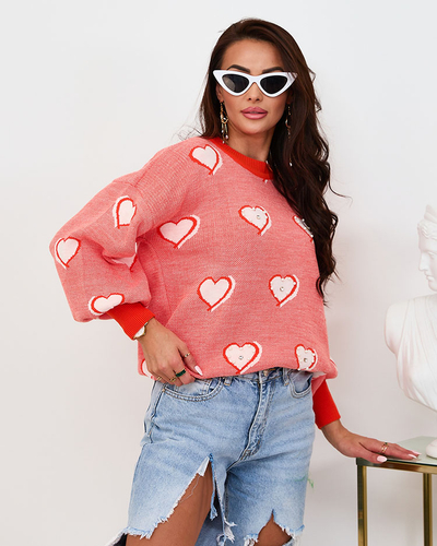 Royalfashion Dámský oranžový svetr Heart