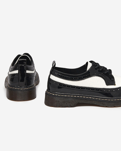 Dámské černobílé lakované šněrovací boty Vyvana- Obuv