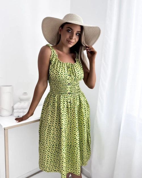 Жіноча сукня до коліна з принтом зеленого кольору - Одяг
