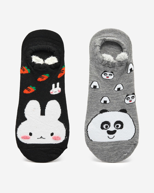 Чорно-сірі шкарпетки жіночі з принтом 2/уп. - Нижня білизна