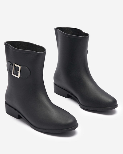 Matné černé dámské holínky do deště s přezkou Safoci - Obuv